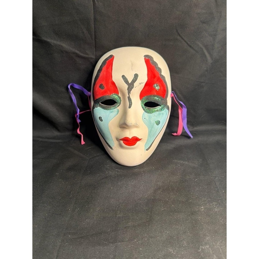Vintage Hand-Painted Ceramic Mardi Gras‎ Mask Wall Art